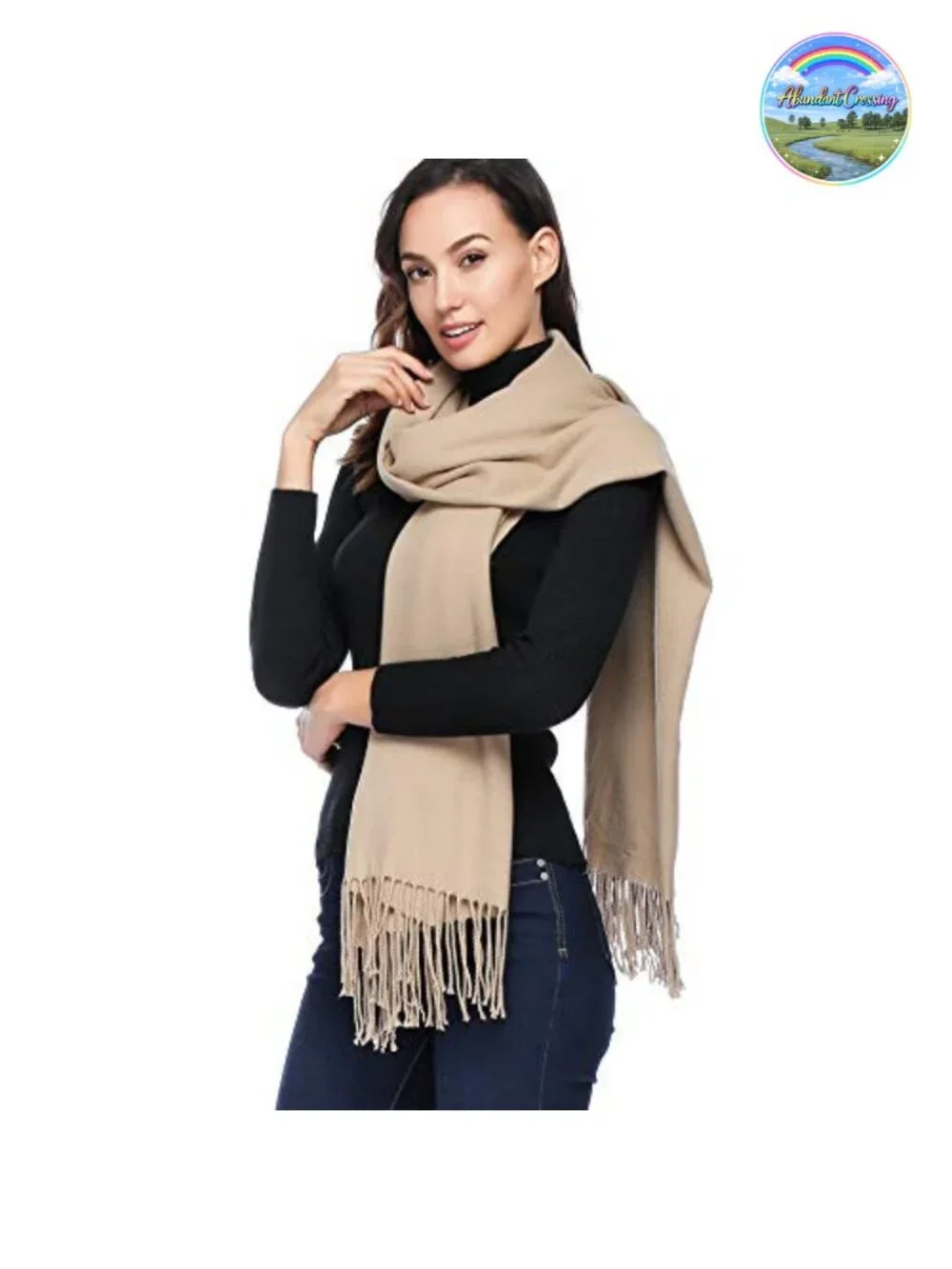 Wool Pashmina Shawl Wrap Soft Winter Warm Scarf for Women